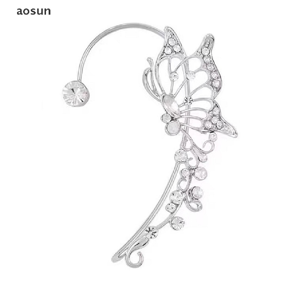 Aosun Bông Tai Kẹp Vành Tai Không Cần Kẹp Hình Bướm Đính Pha Lê Lấp Lánh Thanh Lịch Thời Trang Cho Nữ