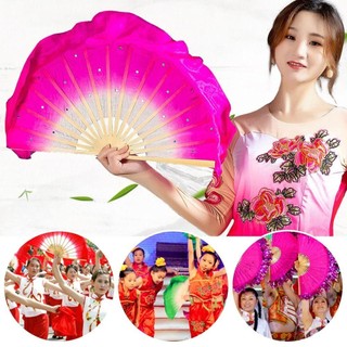 LZEEM Quạt Múa Bụng Bằng Lụa Rayon Dài 40cm