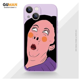 Ốp lưng GUMAN silicon mềm chống bẩn đen viền vuông hoạt hình độc lạ ngộ nghĩnh Cho iPhone 16 15 14 13 12 11 Pro Max SE 2020 X XR XS 8 7 ip 6S 6 Plus kute XYM1292