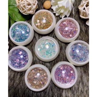 Set nhũ vẩy cá siêu sáng 8 hủ dạng lục giác trang trí móng