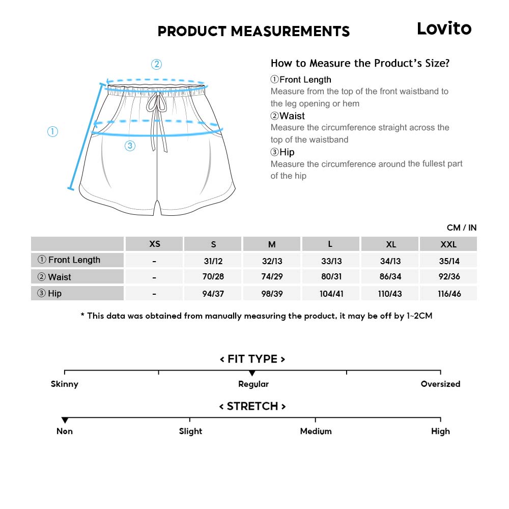 Quần short Lovito màu trơn lưng cao viền thô khoét lỗ L02068 (Light Blue/White/black)