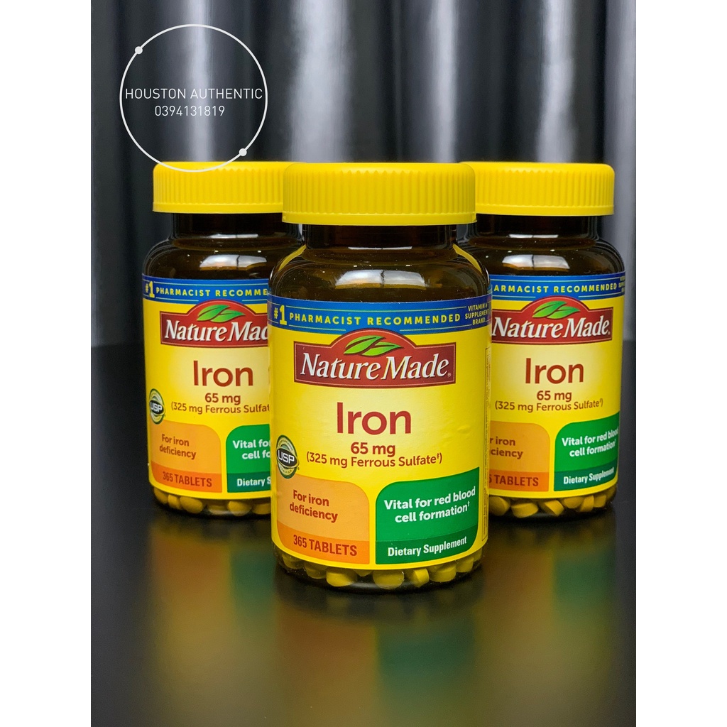 Viên Sắt Bổ Máu Iron 65mg Nature Made 365 viên của Mỹ _ Live mua hàng tại Mỹ