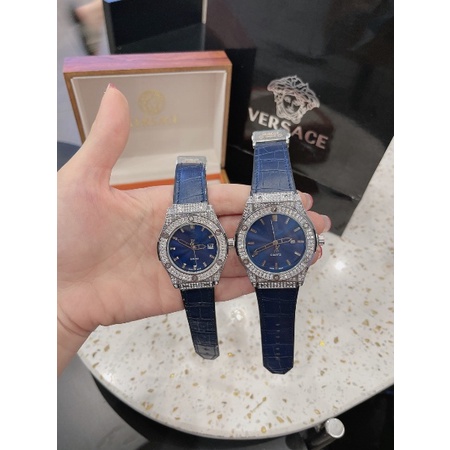 Đồng hồ nữ Hub mặt tròn đính viền đá dây cao su thơm vani cao cấp DHN601 - Shop6906