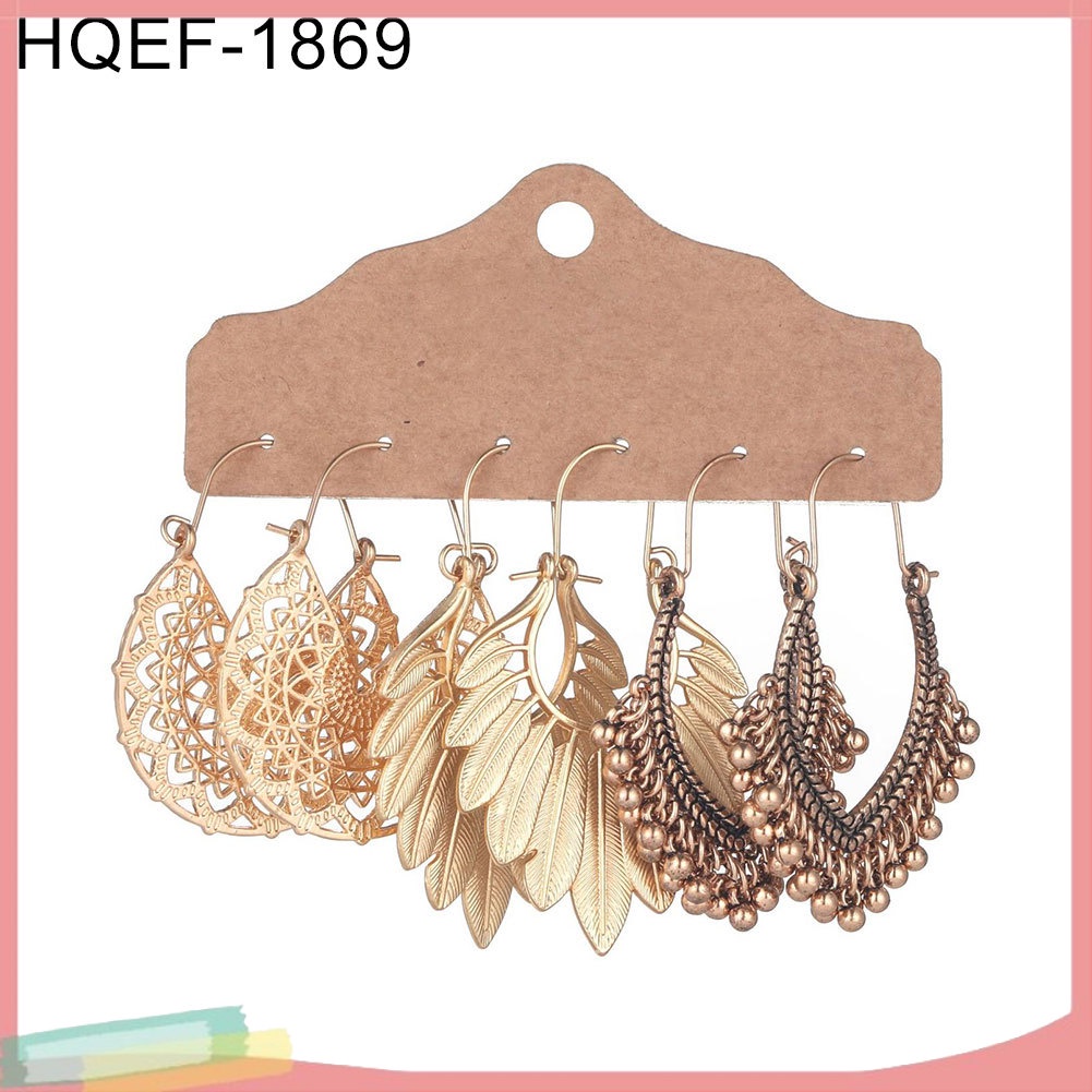 Set 2 đôi khuyên tai nhiều kiểu dáng thời trang retro cho nữ