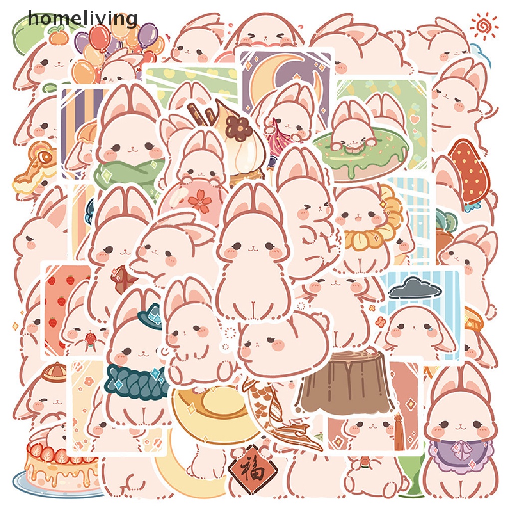 Bộ 50 Miếng Dán Trang Trí Hành Lý / Guitar Hình Thỏ Hoạt Hình Kiểu Nhật Bản Dễ Thương