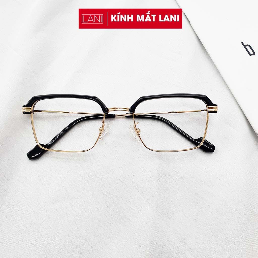 Gọng kính cận nam LANI dáng vuông kính nửa viền hợp kim cứng cáp thời trang