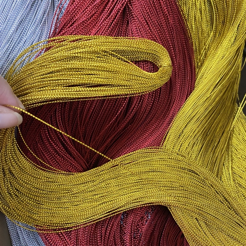 100~130 mét Dây ruy băng lụa kim tuyến sợi mảnh 1mm 1.5mm