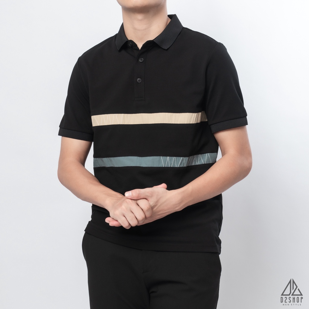 Áo thun polo nam D2shop, áo thun cổ bẻ nam phối sọc ngực , 3 màu [B-D6032]