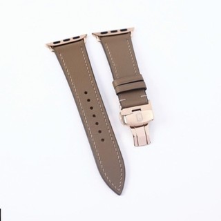 Dây da Bê Swift may tay thủ công màu Nâu Tây khoá Bướm cho aw series 7 6 SE 5 4 3 2 1 size 45mm 44mm 42mm 41mm 40mm 38mm