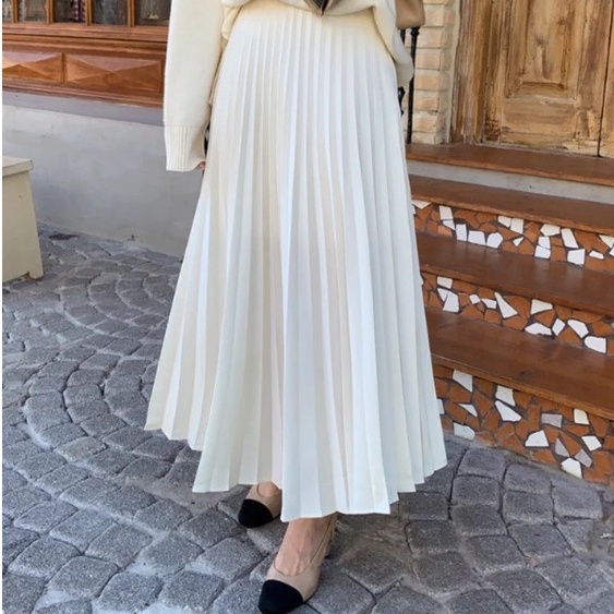 Chân váy xếp ly dáng dài nữ cạp cao lưng vải khóa kéo phong cách Hàn Quốc LOVI | BigBuy360 - bigbuy360.vn