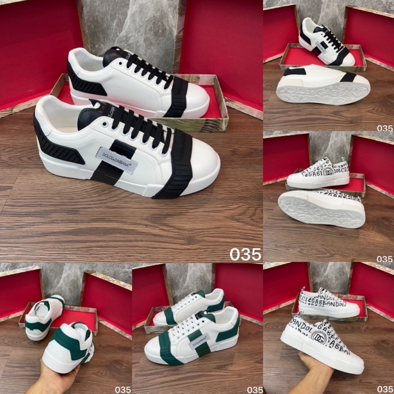 giầy sneaker DG trắng kẻ xanh đen - giày buộc dây chữ docle trắng