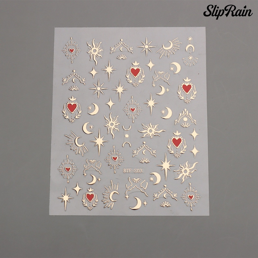❤Set 2 Tấm Sticker Dán Móng Tay Hình Trăng Sao Ba Chiều Lấp Lánh Không Phai Màu