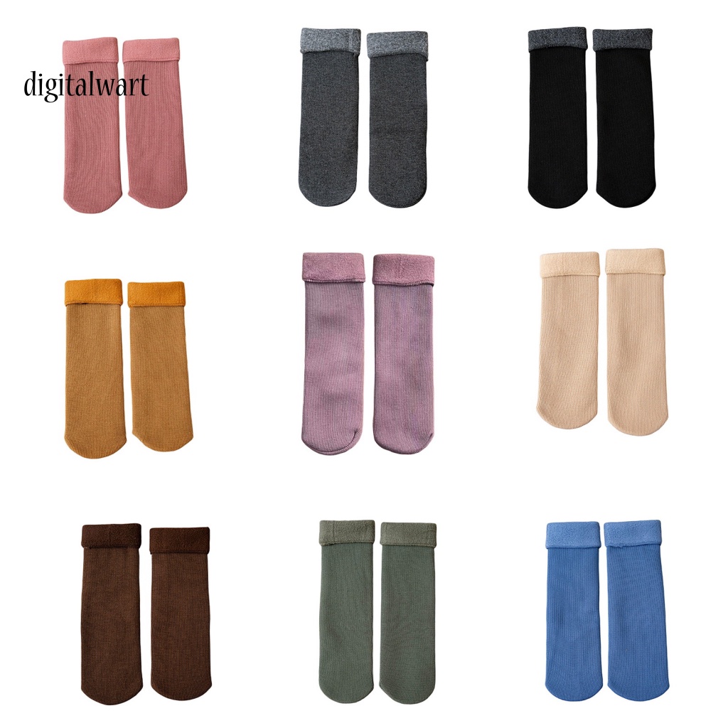 Kỹ Thuật Số| 1 Đôi Tất Lông Cừu Màu Trơn Giữ Ấm Co Giãn Thoải Mái Dùng Hàng Ngày