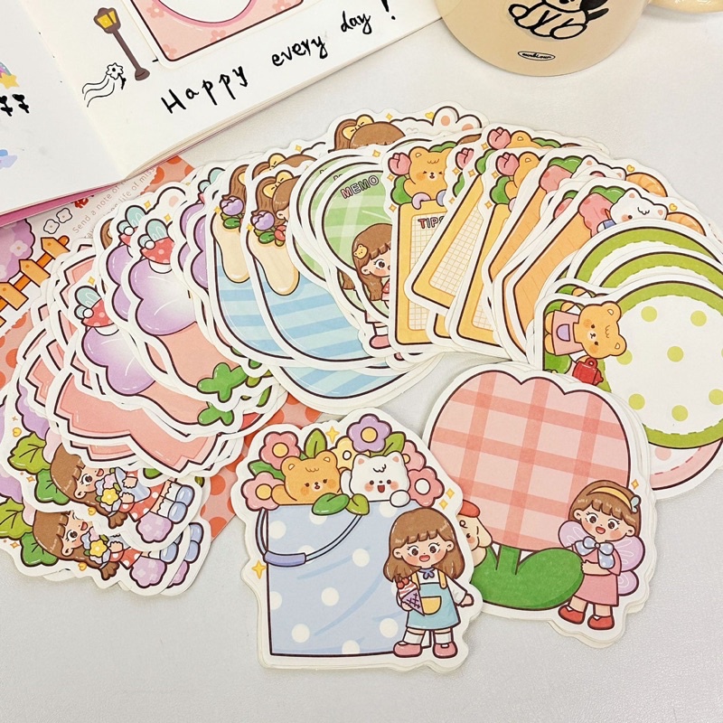 Set 100 tờ giấy ghi chú không keo dùng trang trí sổ lưu niệm, DIY...