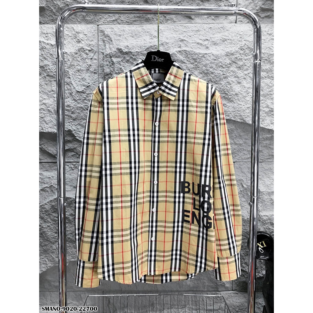 Áo Sơ Mi Dài Tay BBR Kẻ In Chữ London Phối Cùng Nhiều Kiểu Jeans Bụi Phủi