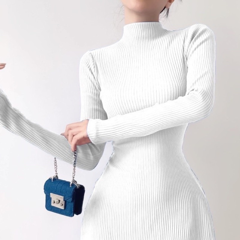 Đầm Xoè Ôm Body Dài Tay Chất Thun Gân CC070