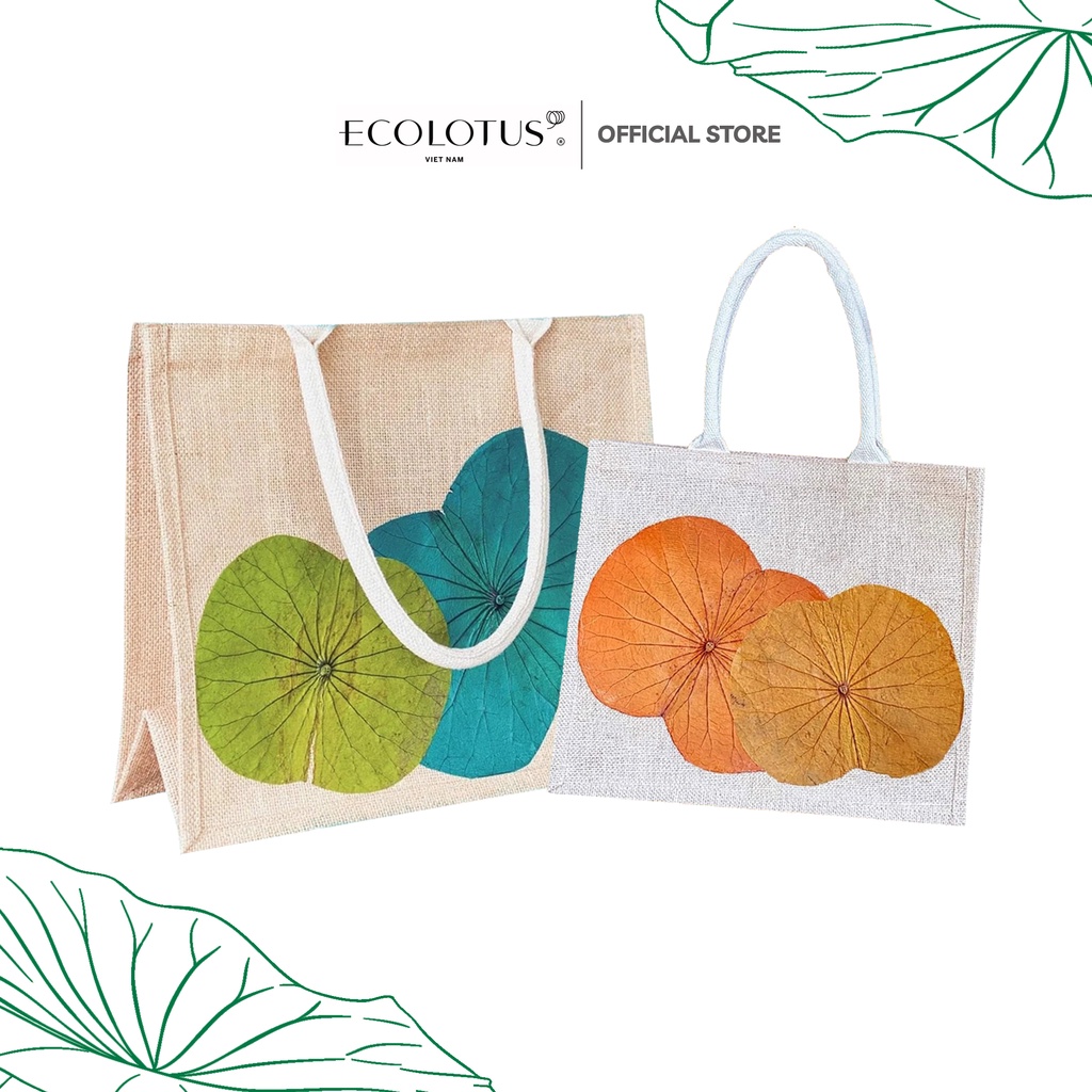 Túi Vải Lá Sen ECOLOTUS, Túi Xách Nữ Thời Trang, Quà Tặng Thiên Nhiên 30x34Cm.