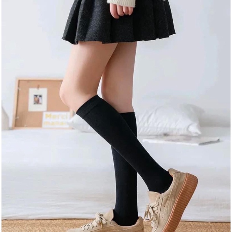 Tất cổ cao nữ đẹp vớ trơn hàng chính hiệu MUJI thời trang nữ cute style hàn quốc cotton cao cấp kháng khuẩn