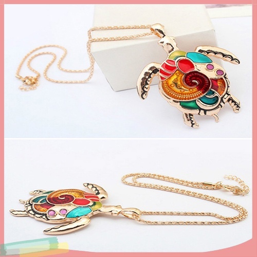 Bộ vòng cổ + Bông Tai Hình Rùa Nhiều Màu