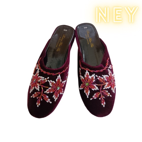 Dép hài nhung handmade đính hạt thủ công êm chân chống trượt da nhung cao cấp loại 1