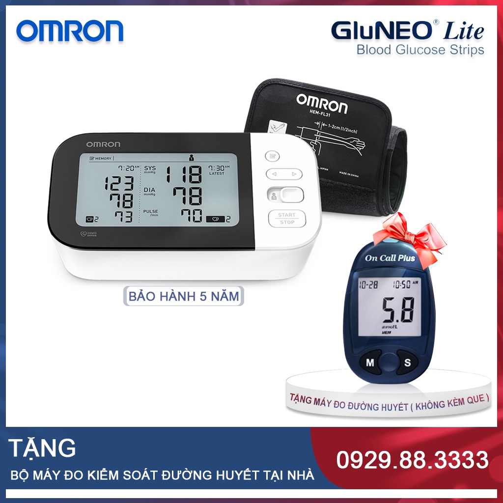 Combo máy đo huyết áp bắp tay Omron HEM 7361T Và AGLIFE A686