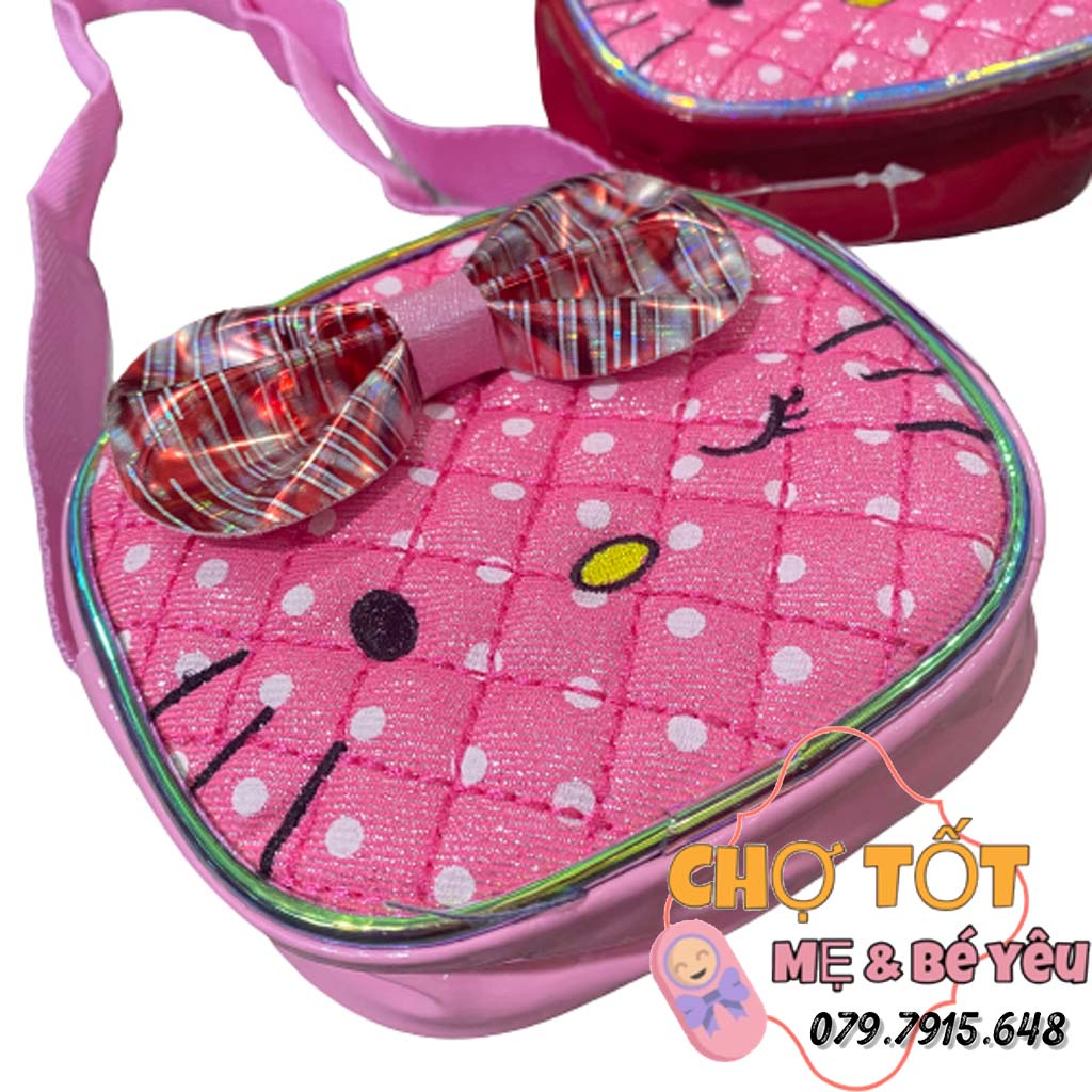 Túi Đeo Chéo Cho Bé Gái Hình Hello Kitty Da Bóng Mềm