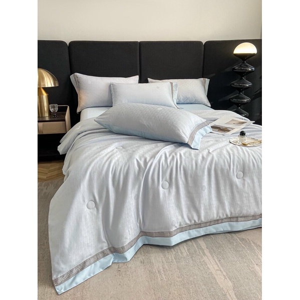 Bộ ga gối chăn trần lụa silk châu âu hàng nhập khẩu cao cấp