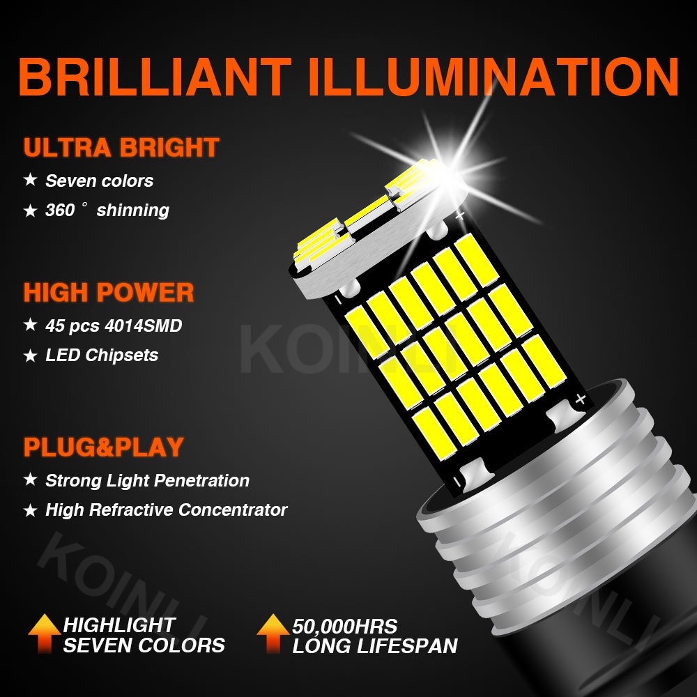 Bóng Đèn LED Tín Hiệu Phanh Xe Hơi 45SMD T15 1156 BA15S 1157 BAY15D P21W T20 7440 7443 W21W DC12V