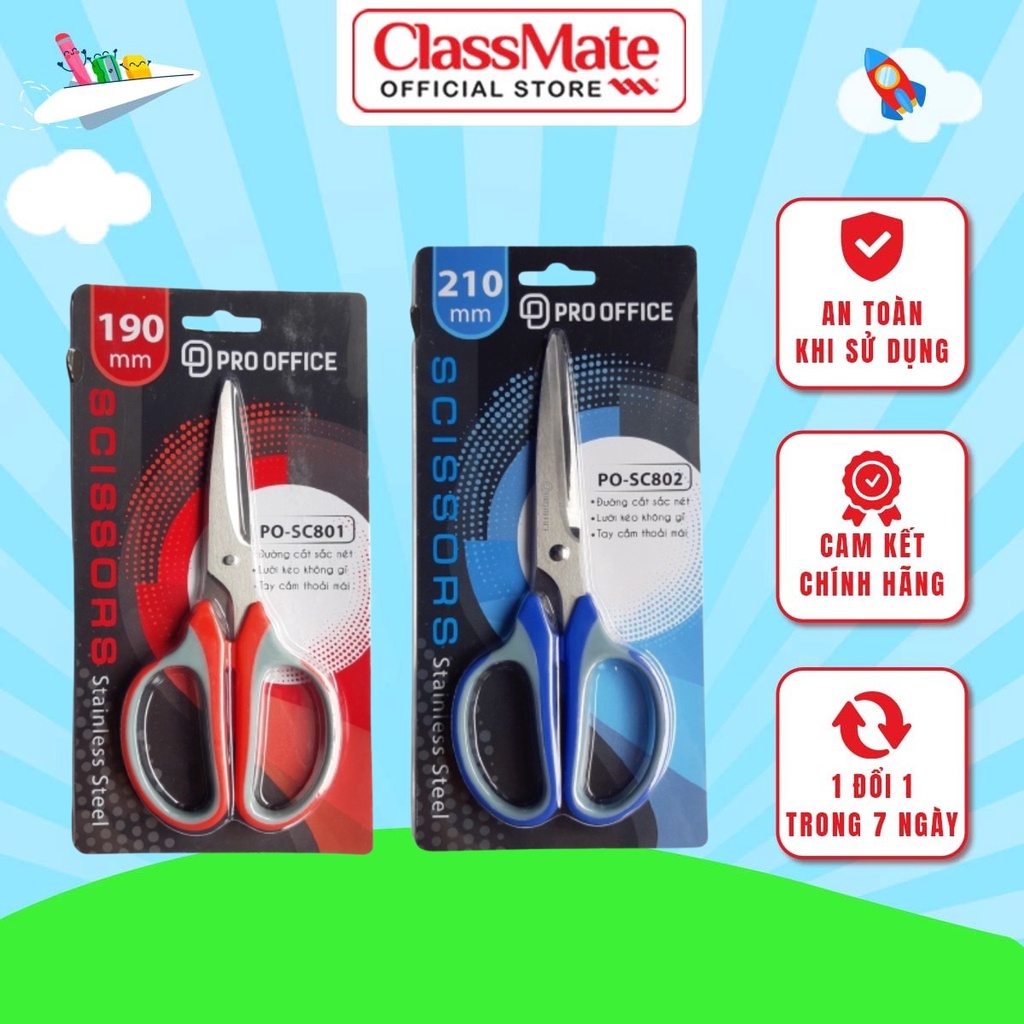 Kéo Cắt Văn Phòng Thủ Công PRO OFFICE Làm Bằng Kim Loại Không Gỉ, Lưỡi Kéo Sắc Bén SC801/802