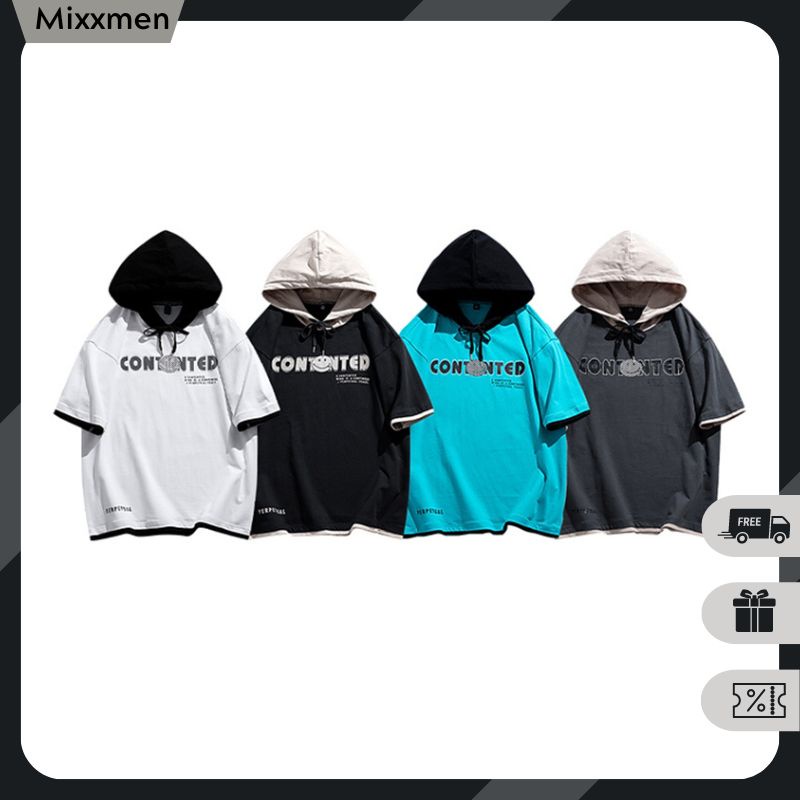 Áo Hoodie Ngắn Tay Nam In Chữ Basic Dáng Rộng Phong Cách Ulzzang Thời Trang Mixxmen TOP NAM 258