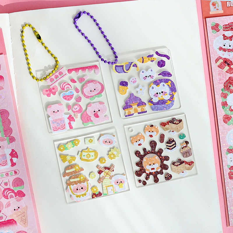 12 Mẫu hình dán sticker động vật laser lấp lánh trang trí thẻ goo