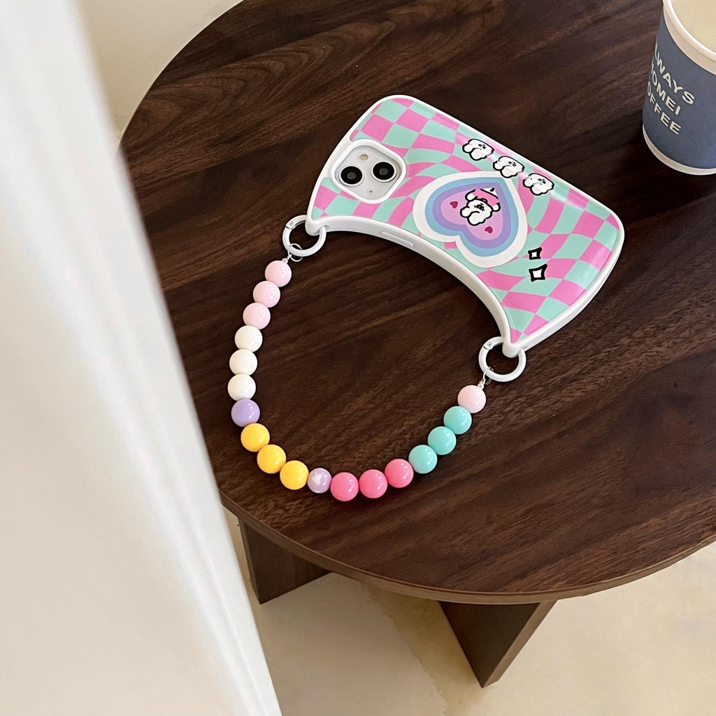 Ốp Điện Thoại Tpu Dẻo Họa Tiết Hoạt Hình Chú Thỏ Kèm Dây Đeo Ngọc Trai Cho iPhone 14 13 12 11 Pro Max 14 Plus