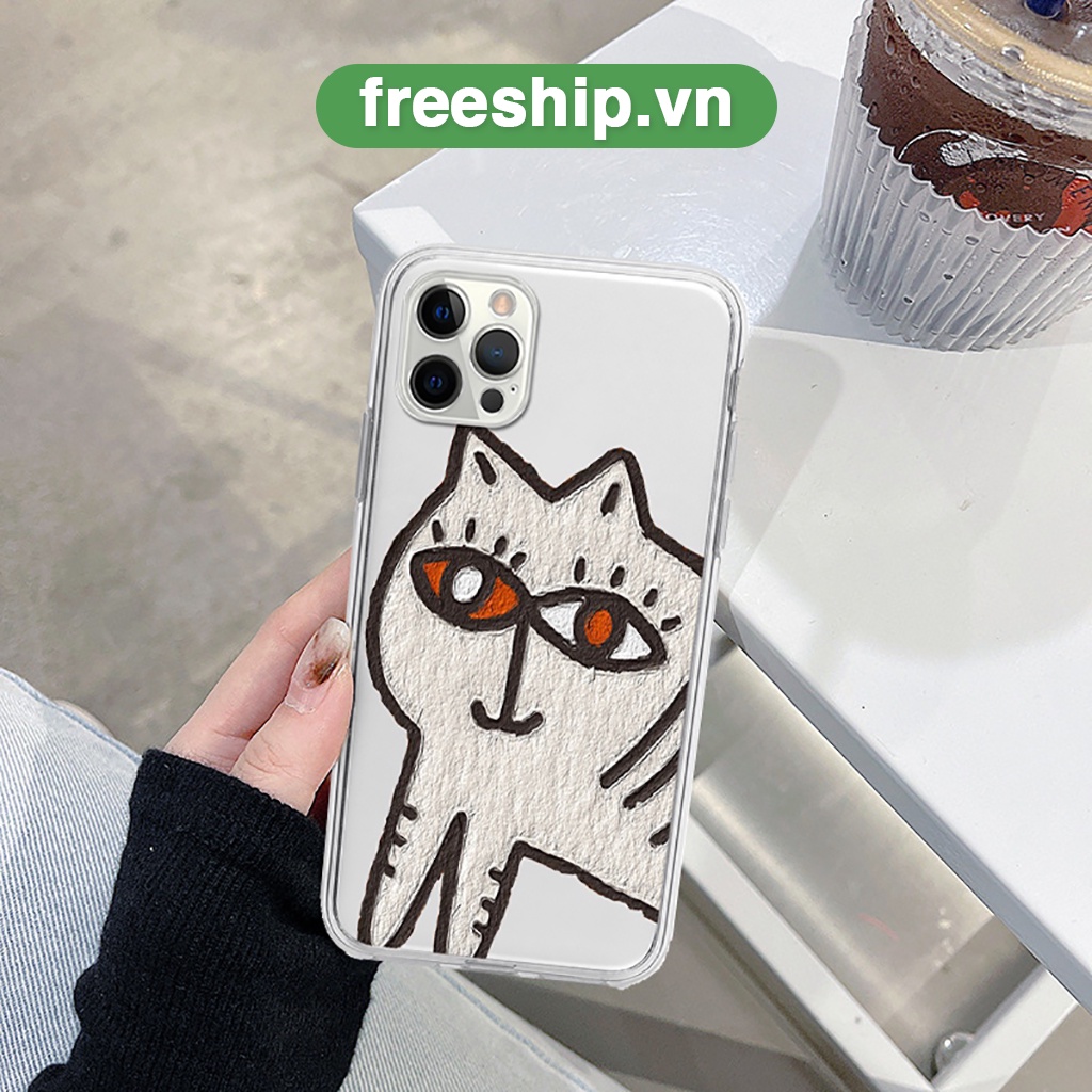 Ốp BVC iphone cạnh vuông hoạt họa mèo vằn mắt to cho 6/6splus/7/7plus/8/8plus/x/xr/xs/11/12/13/14/pro/max
