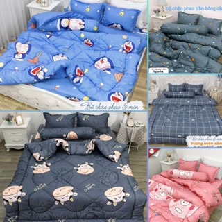 Rẻ Đẹp Trọn Bộ 5 món chăn phao Ga Gối poly cotton Loại Đẹp  Chăn phao + Bộ