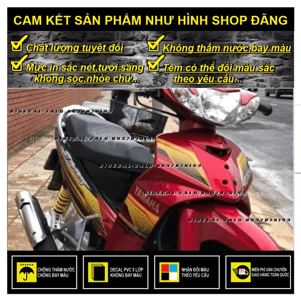 Tem Rời Sirius Đỏ Candy Hoa Văn 2020 - BI DECAL