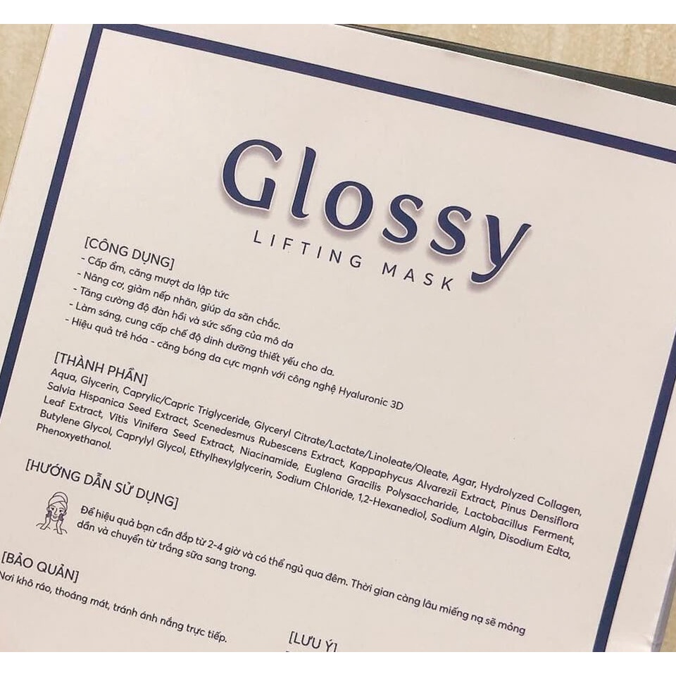 Glossy 3D Hyaluronic Nạ Căng Bóng Trẻ Hoá Da