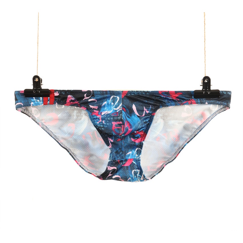 Quần Lót Lưng Thấp Phối Lưới Thoáng Khí In Họa Tiết Cá Tính Cho Nam