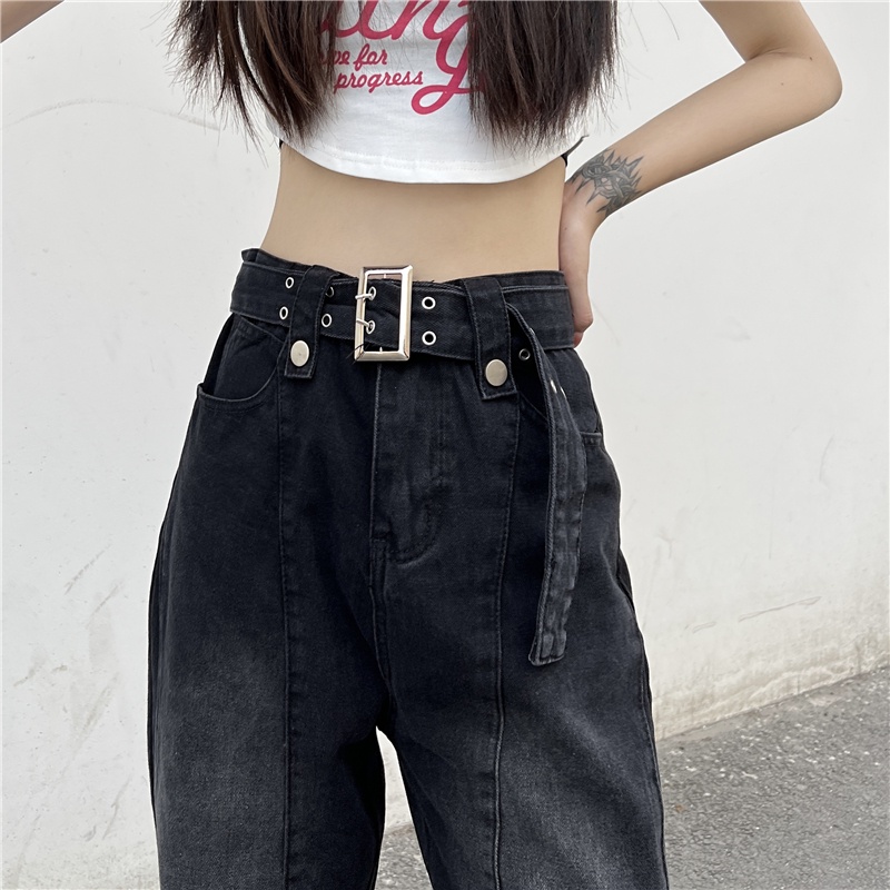 ZHELIHANGFEI Dép lưng cao phong cách Vintage retro cho thấy quần ống thẳng mỏng theo xu hướng