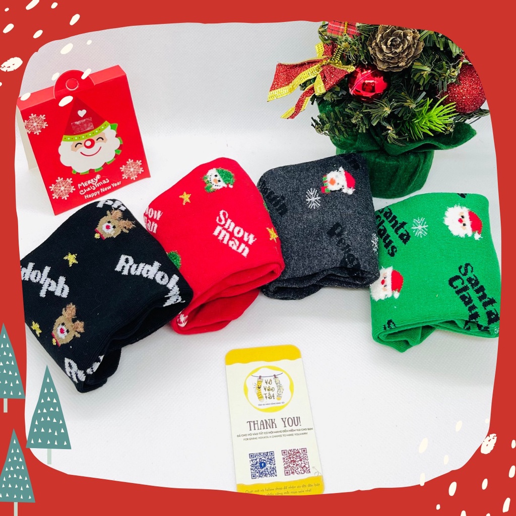 Tất vớ nữ cổ ngắn họa tiết giáng sinh nhỏ xinh