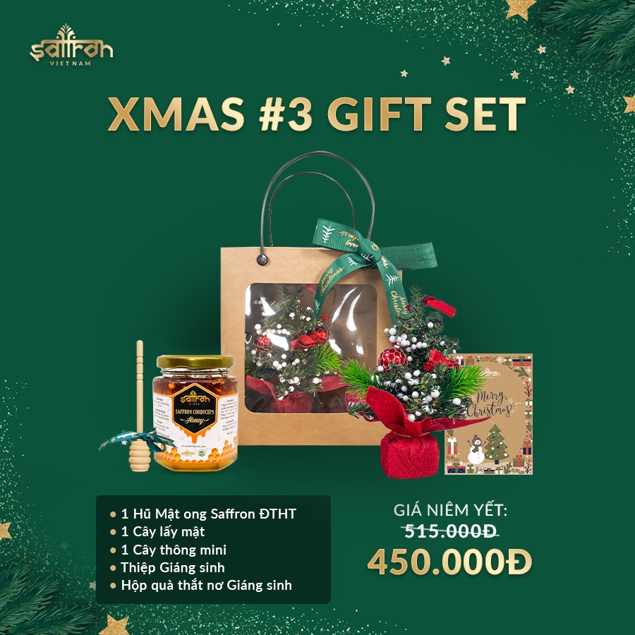 Set quà giáng sinh noel 2022 nhụy hoa nghệ tây cao cấp saffron Việt Nam