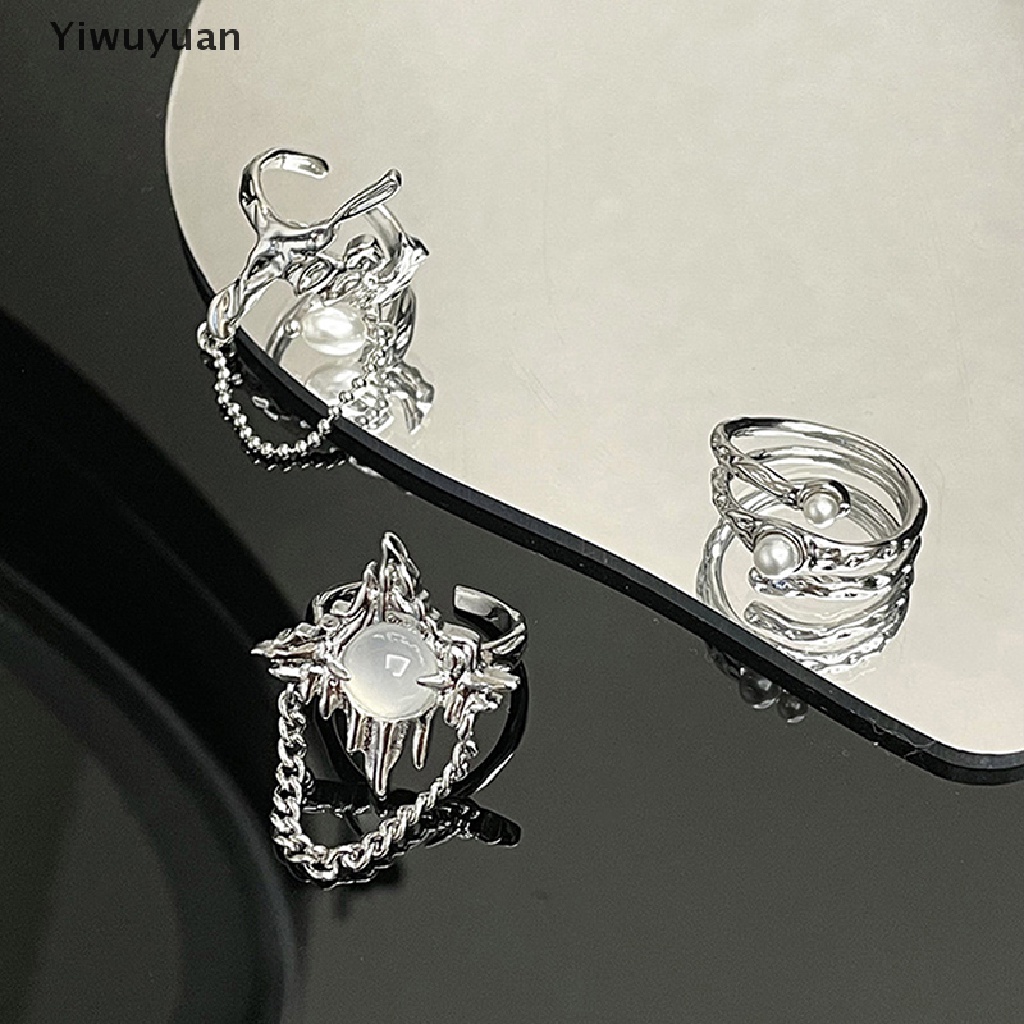 < Yiwuyuan > Nhẫn Đính Đá Mặt Trăng Ngôi Sao Tua Rua Phong Cách Gothic Cho Nữ