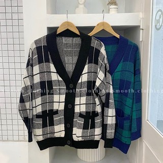 Áo cardigan dày kẻ caro