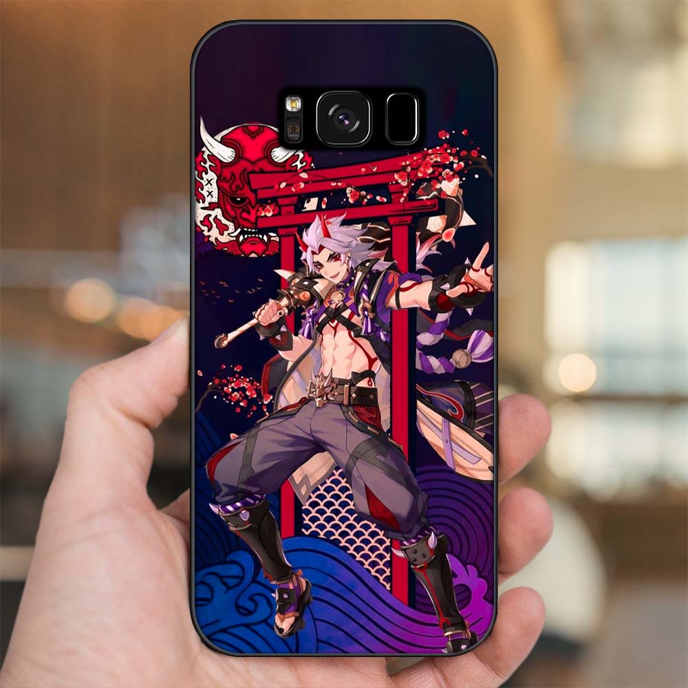 Ốp lưng Samsung S8, S8 Plus viền đen in hình Arataki Itto Genshin Impact