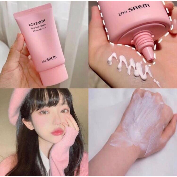 The Saem Eco Earth Pink Sun Cream EX - Kem Chống Nắng Nâng Tông