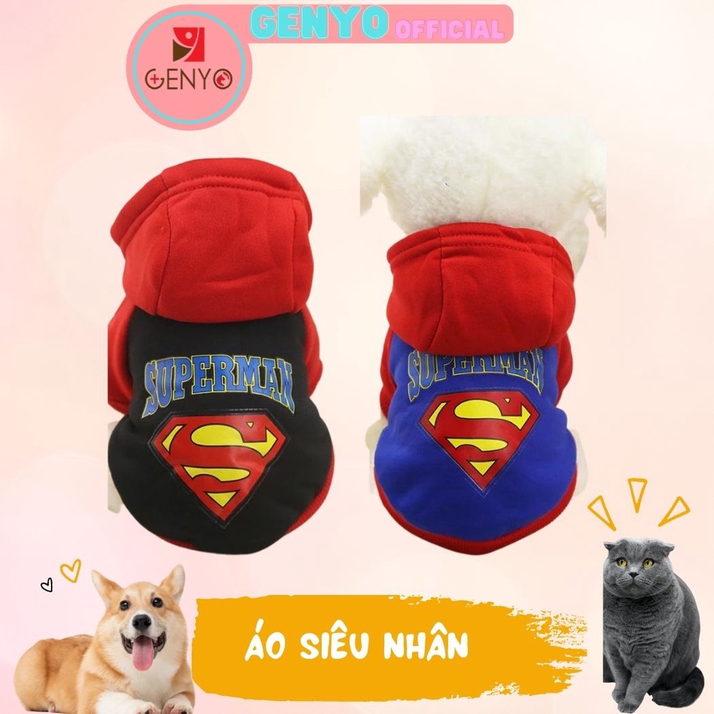 áo cho chó mèo áo thú cưng siêu nhân có mũ - Genyo pet clothes 002