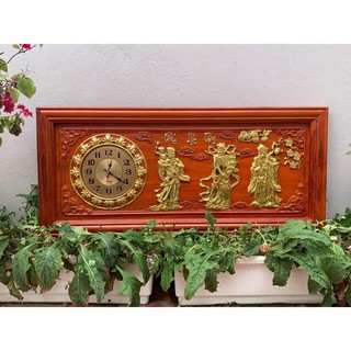 Đồng hồ treo tường phúc lộc thọ dát vàng kt 108cmx48cm