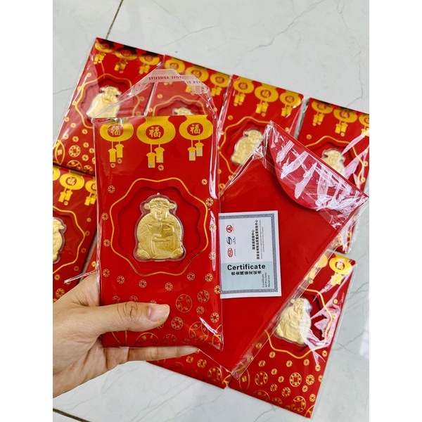 Sỉ 4k -Lì Xì Thần tài mạ vàng 24K May Mắn Rước Tài Lộc - 2023