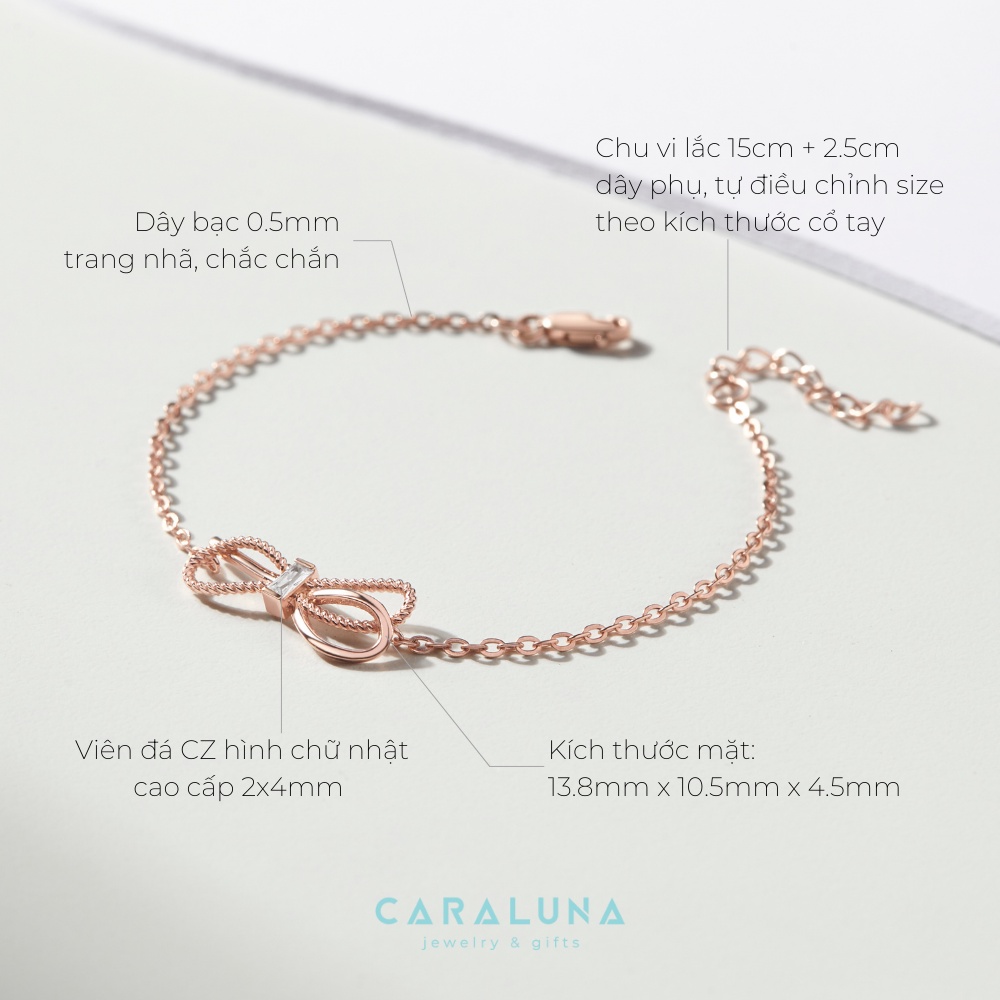 Vòng tay Bạc Nữ CARA LUNA Nơ đính đá tình yêu - Bowtie Love - VYB31