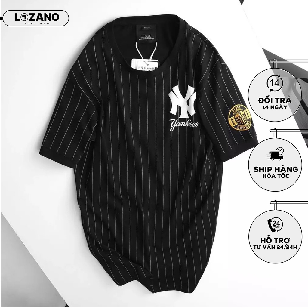 Áo Thun Nam MLB Sọc Tay Ngắn LOZANO Chất Cotton Mềm Mịn Thông Thoáng Co Giãn Dễ Phối - Đồ A11DES