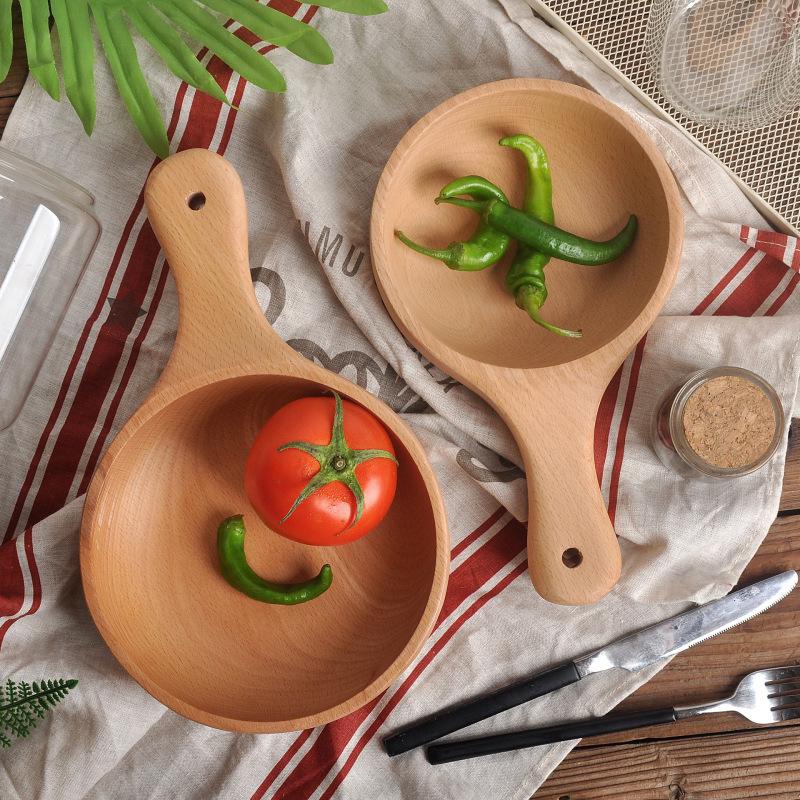 Bát Ăn Cơm / Salad Có Tay Cầm Bằng Gỗ Sồi